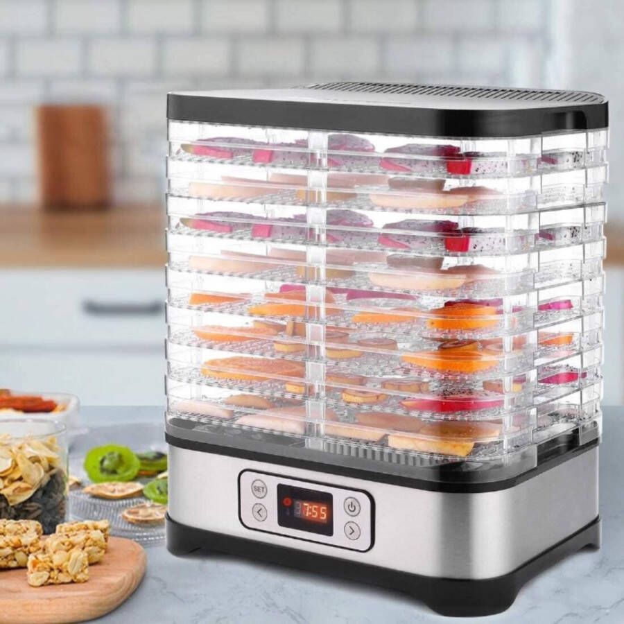 Merkloos Voedseldroger fruit timer levensmiddeldroger 250 W LCD-display temperatuur instelbaar 400W LCD