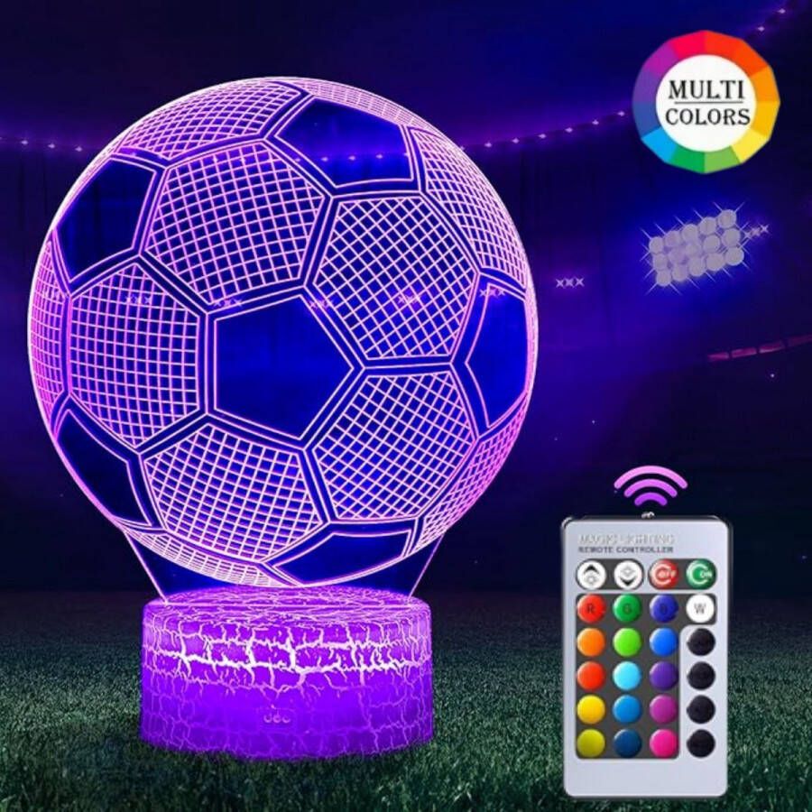 Merkloos voetbal 3D-nachtlampje voetbal 3D-illusielamp met 16 kleurenwisselafstandsbediening decoratieve bureaulamp creatief verjaardagskerstcadeau ideaal voor sportfans