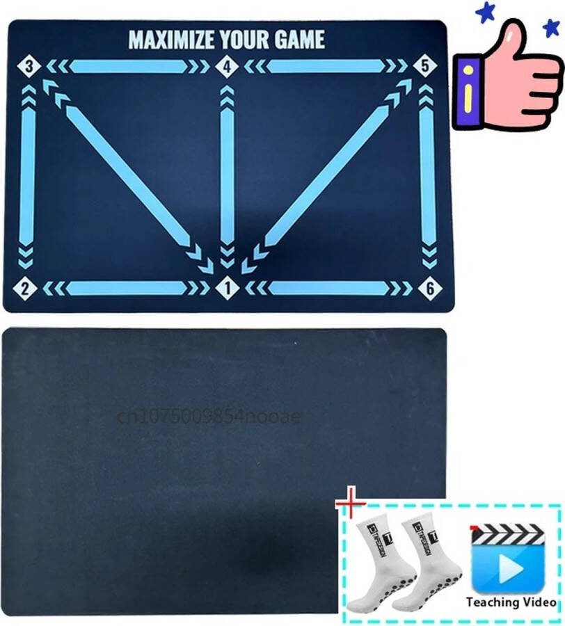 Merkloos Voetbal Trainingsmat Dribbelmat Voetbal Training Mat met Sokken Voetbaltrainingsmateriaal Voetbal Trainingsmateriaal Voetbal Training Voetbal Spullen VoetbalDribbelen Incl. 8 trainingsvideo's en sokken 90x60 cm Opvouwbaar
