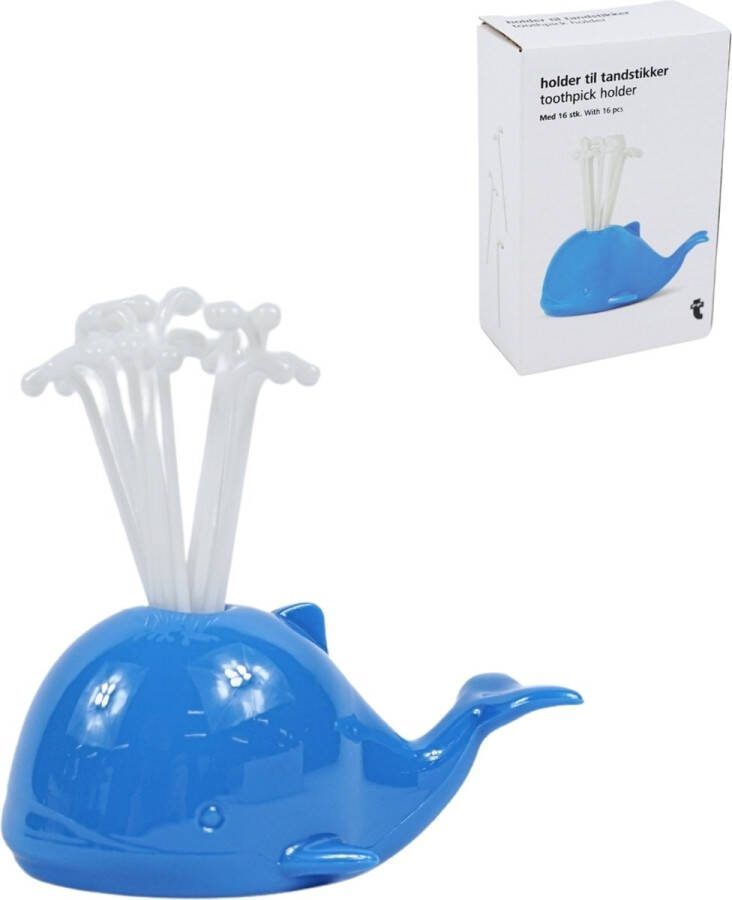 Merkloos Walvis met set cocktailprikkers tandenstokers (16 st)