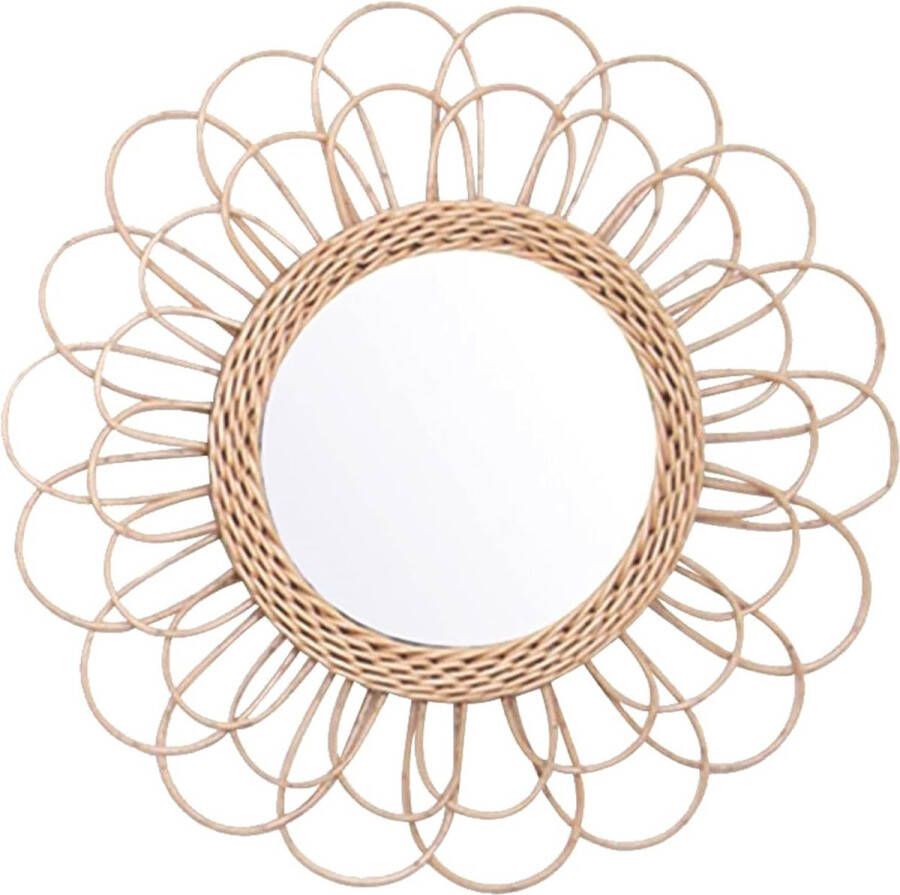 Merkloos Wandbehang spiegel rotan zonnebloemen cirkel muur spiegel decor boho vlechtwilg cosmetische tafel make-up spiegel