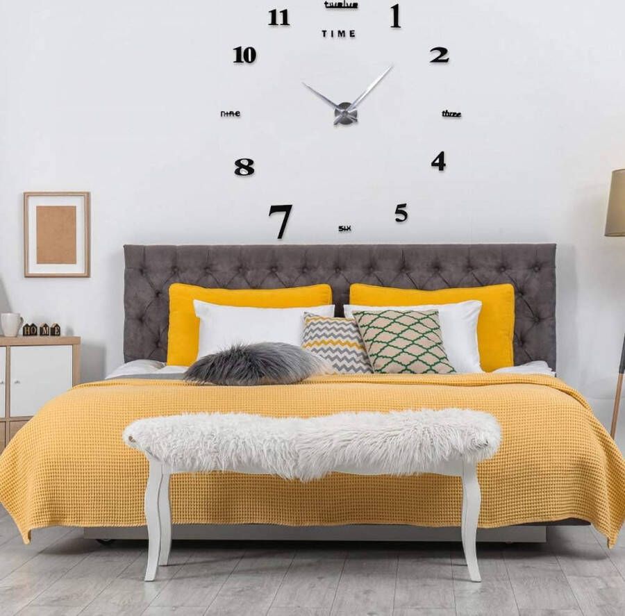Merkloos Wandklok groot 3D-wandklokken doe-het-zelf wandklok moderne wandklok spiegel wandklokken zonder lijst decoratie voor huis slaapkamer woonkamer en kantoor