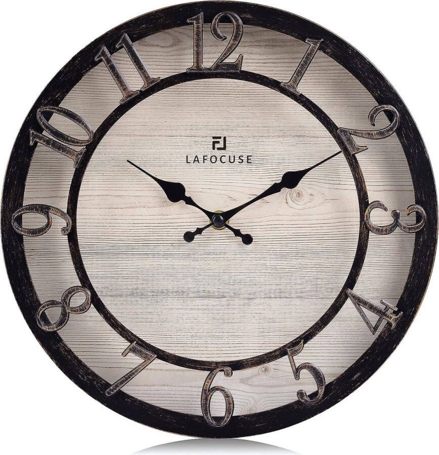 Merkloos Wandklok met 3D cijfers Rustieke Vintage Verontruste Brons Kleur Keuken Klok voor Home Decor Woonkamer 30 cm