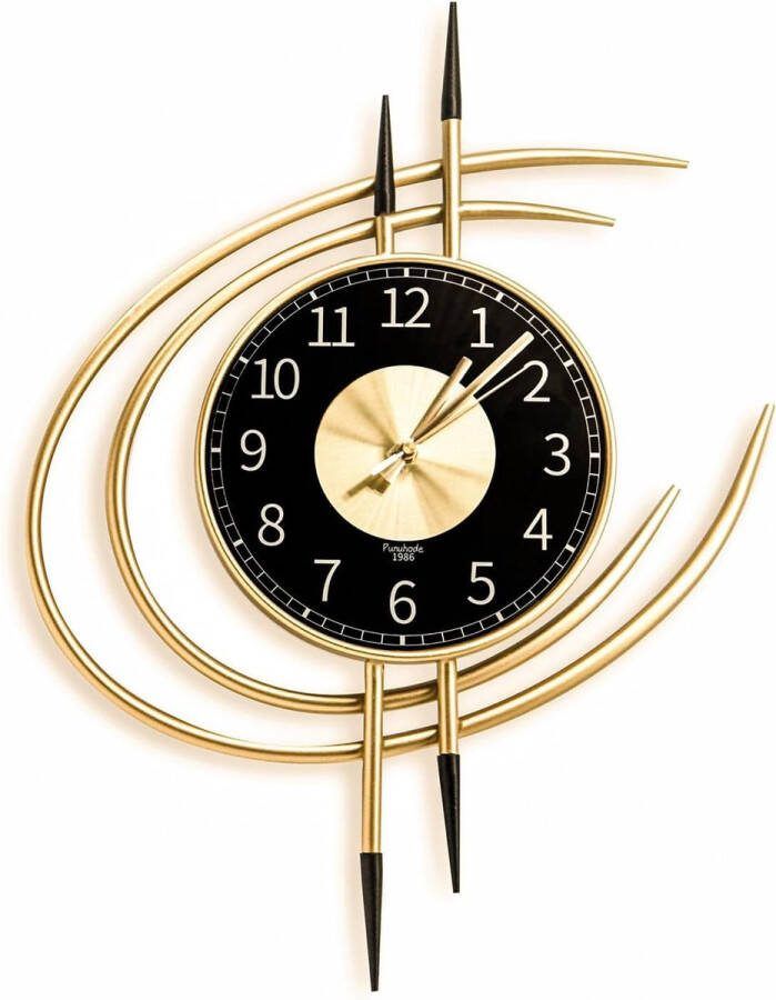 Merkloos Wandklok stil zonder tikkende geluiden groot 54 cm wandklok modern goud en zwart metalen wandklokken op batterijen voor woonkamer slaapkamer kantoordecoratie