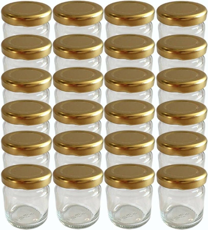 Merkloos Weckflessen 100-delige set mini-weckflessen 53 ml met goudkleurig deksel