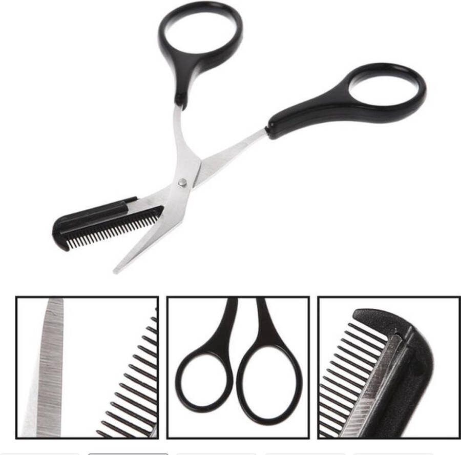 Merkloos Wenkbrauw schaartje Wenkbrauwen Beautytools Schaartje Trimmer + Kam Zwart