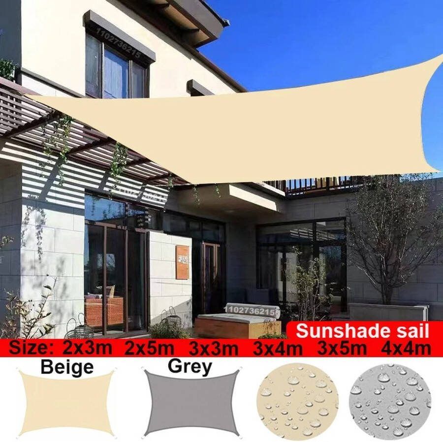 Merkloos X-Qlusive Zonnezeil vierkant 3 x 3 m Grijs luifel zonnescherm schaduwdoek waterdicht uv-bescherming voor tuin terras buiten terras zwembad met touw