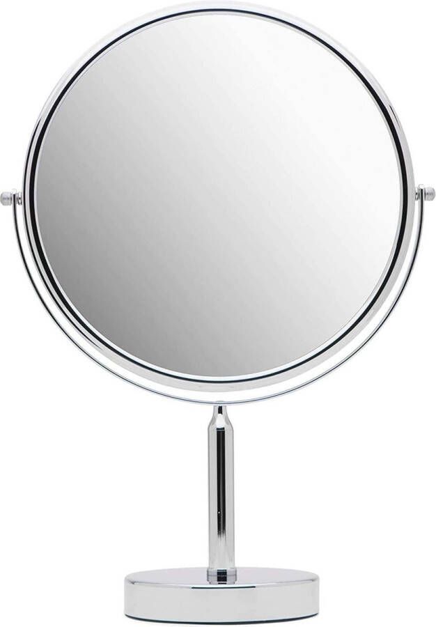 Merkloos XXL ronde make-up spiegel make-up spiegel 3 vakken make-up tafelspiegel dubbelzijdig 3 x 1 x vergrotingsspiegel voor de badkamer 28 cm (make-up spiegel)