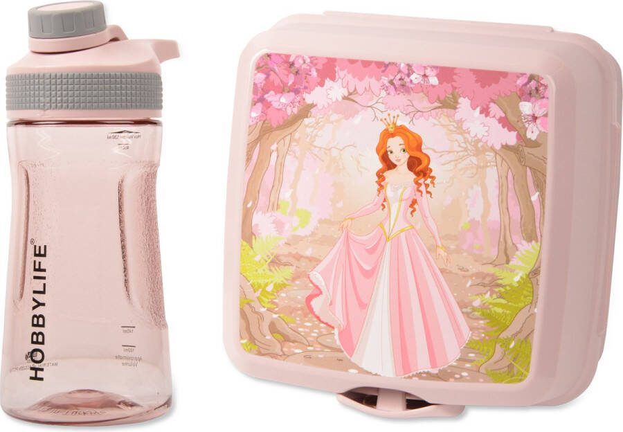 Merkloose Prinses Ontwerp Lunchbox en Drinkfles Set School Lunch Box en Kids Water Bottle Back to School BPA Vrij