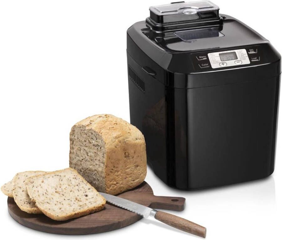 Merklooss Broodbakmachine met 12 Programma's en Timer Broodmachine Broodbakmachines Voor Broodmix 900Gram Zwart