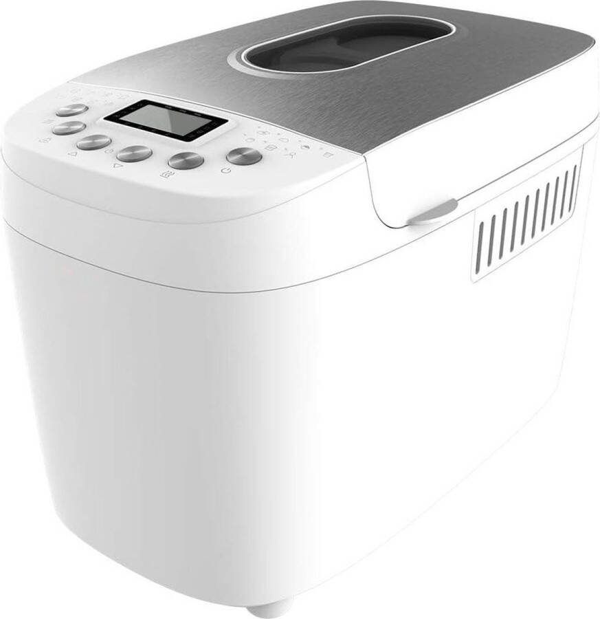 Merklooss Broodbakmachine met 15 Programma's en Timer Broodmachine Broodbakmachines Voor Broodmix 1500Gram Wit met Grijs