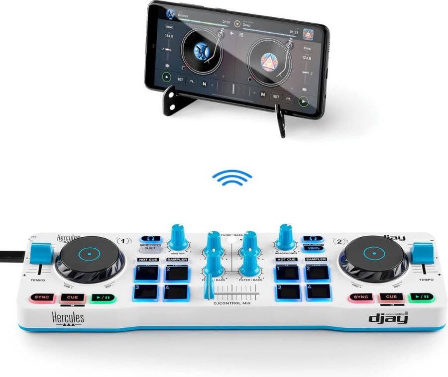 Merklooss Dj set Kinderen Mengpaneel voor Kinderen Soundboard Mixer Wit met Blauw