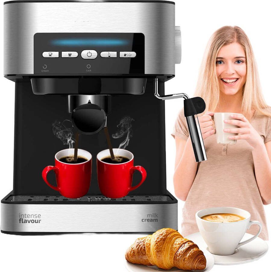 Merklooss Espressomachine Koffiezetapparaat Koffiemachines Zilver met Zwart