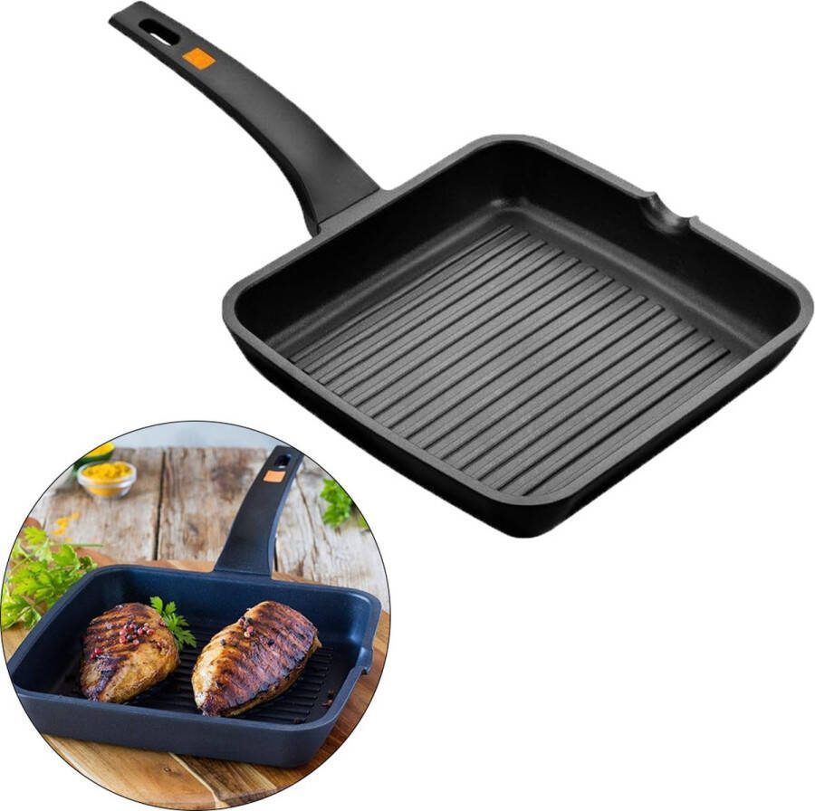 Merklooss Grillpan Inductie Grillpannen Gietijzer 22cm Zwart