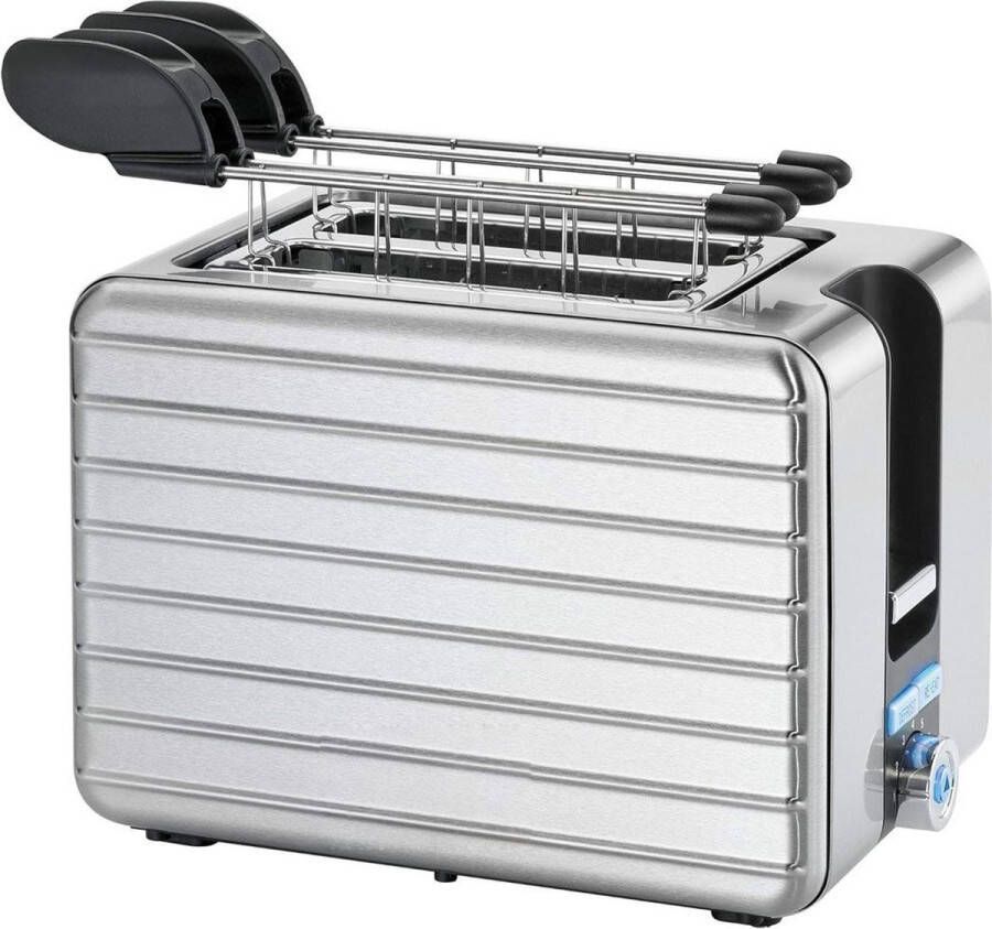 Merklooss Hoge Kwaliteit Broodrooster met Tostiklemmen Broodroosters met Klemmen 2 Extra Brede Sleuven 5 Warmteniveaus Zilver