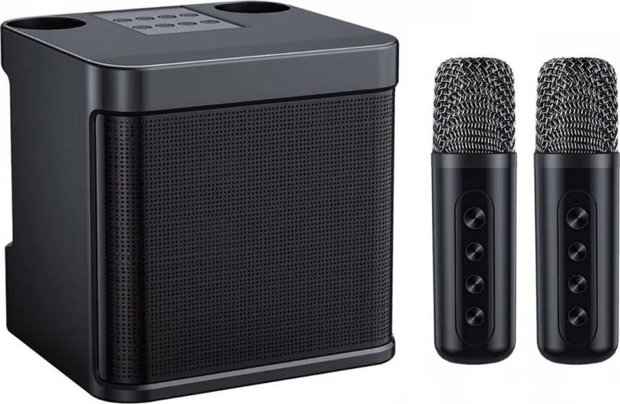 Merklooss Karaoke set voor Volwassenen en Kinderen met 2 Microfoons Karaokesets Draadloos met Bluetooth Speaker Zang Ultra Zwart