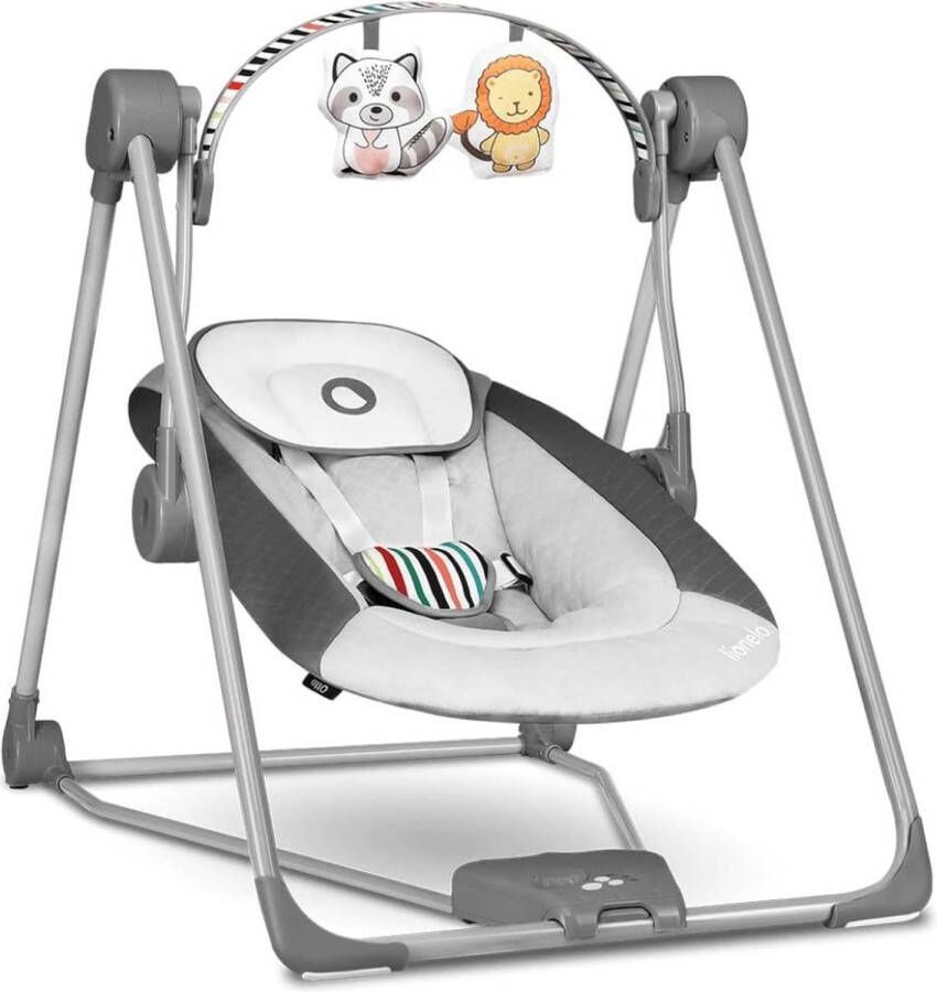 Merklooss Luxe Grijze Elektrische Schommelstoel Baby Swing Wipstoel Baby's Met Afstandsbediening en Speelboog