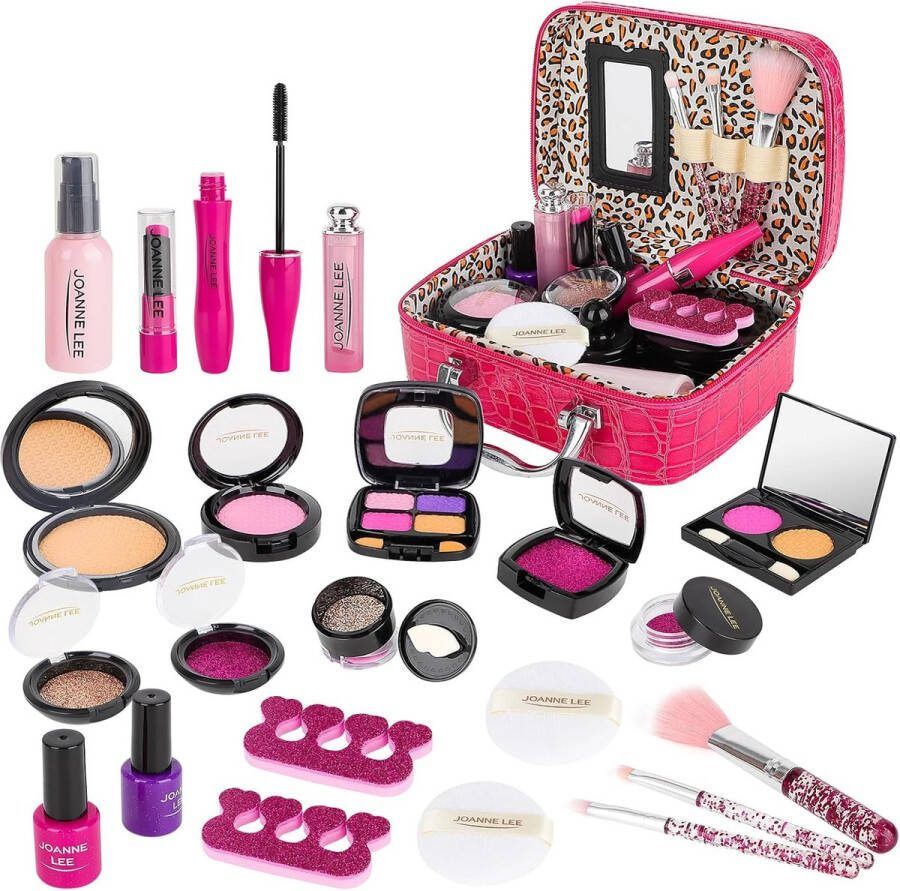 Merklooss Make up koffer meisjes- Kinder speelkoffer- Makeupset voor kinderen- Rood-Nagellak- Eenhoorn-Lippenstift-Wenkbrauwborstel-Oogschaduw