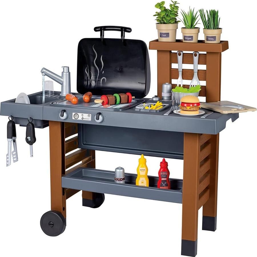 Merklooss Buitenkeuken Speelgoed Modderkeuken Mud Kitchen Kinderspeelgoed 2 Jaar voor Jongens en Meisjes Speelkeuken met BBQ