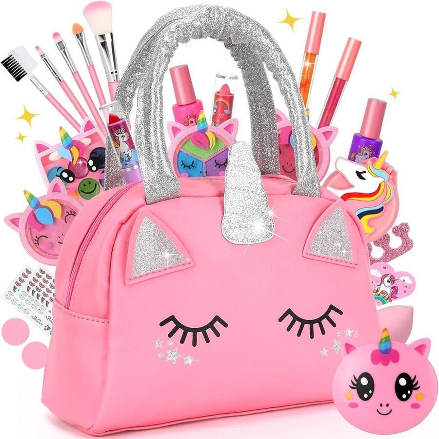 Merklooss Make up Koffer Meisjes Kinder Speelkoffer met Inhoud Make upset voor Kinderen Roze Voor jouw Prinsesje