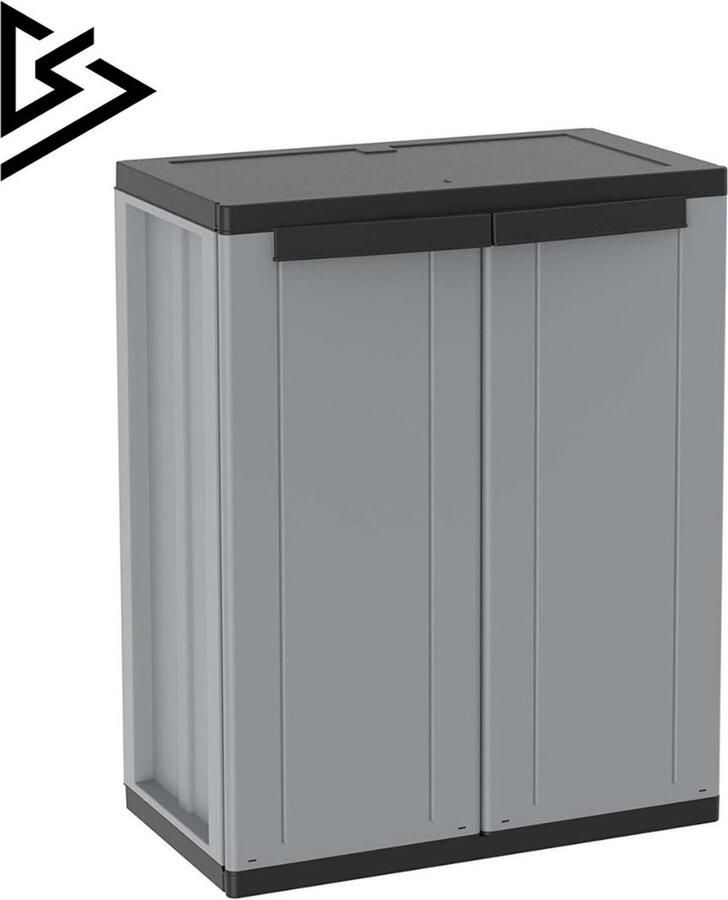 Merklooss Tuinkast Tuinkist Tuinkasten voor Buiten Tuinberging Kunststof 50x80x100cm Grijs met Zwart