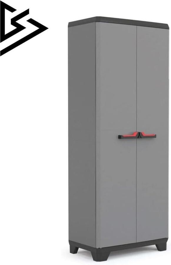 Merklooss Tuinkast Tuinkist Tuinkasten voor Buiten Tuinberging Kunststof 80x50x190cm Grijs met Zwart