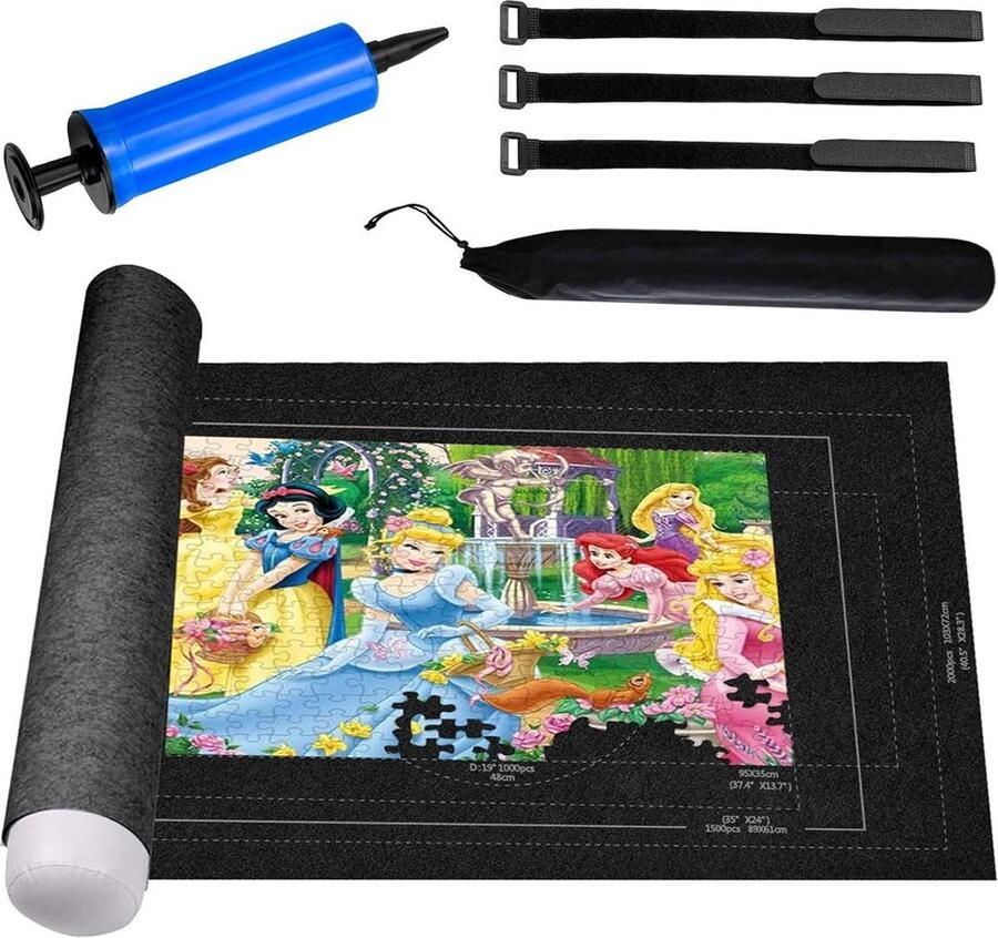 Merklooss Zwarte Puzzelmat voor 3000stukjes Puzzelmap met accessoires Puzzelbord- Puzzelmatten Puzzelmat Volwassen Kinderen en Baby -Geschikt voor legpuzzel 2000 1500 1000 Stuks