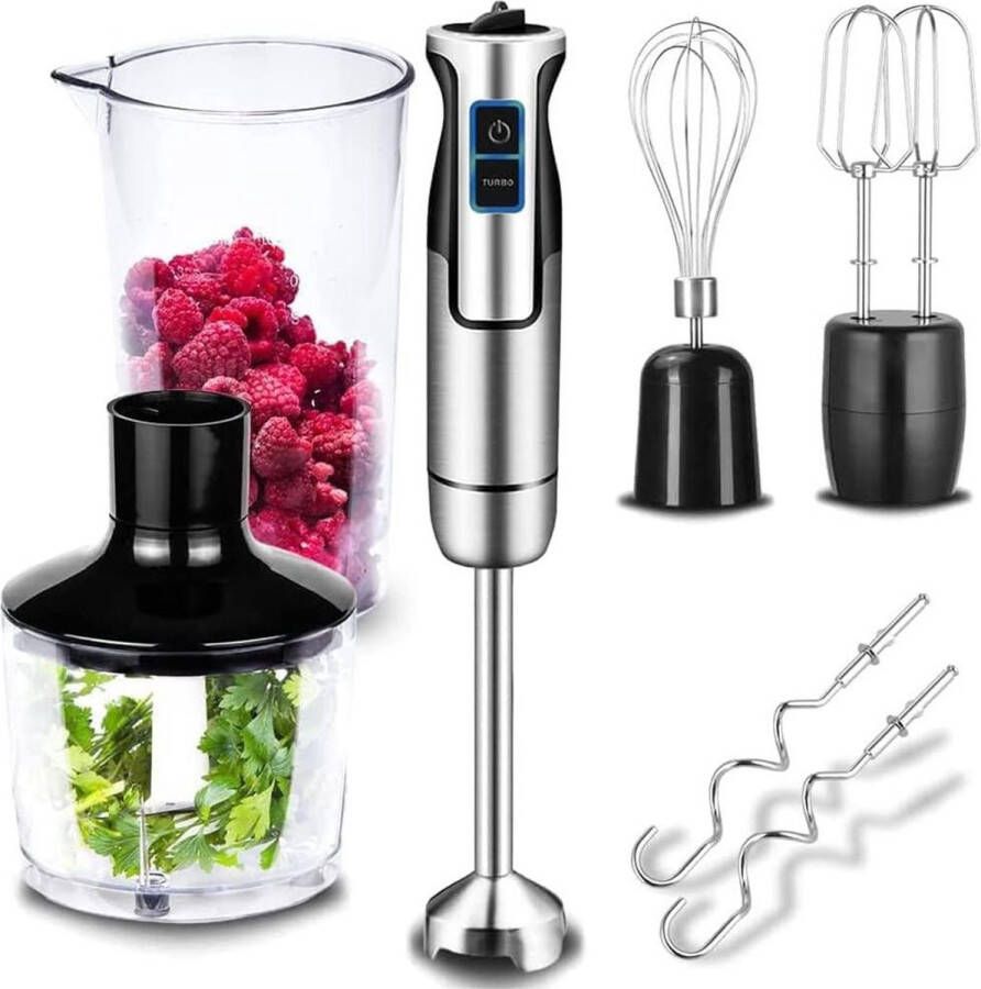 Merklooss Staafmixer Set Hakmolen Groentesnijder Soepmaker Chopper Draadloos Zilver met Zwart