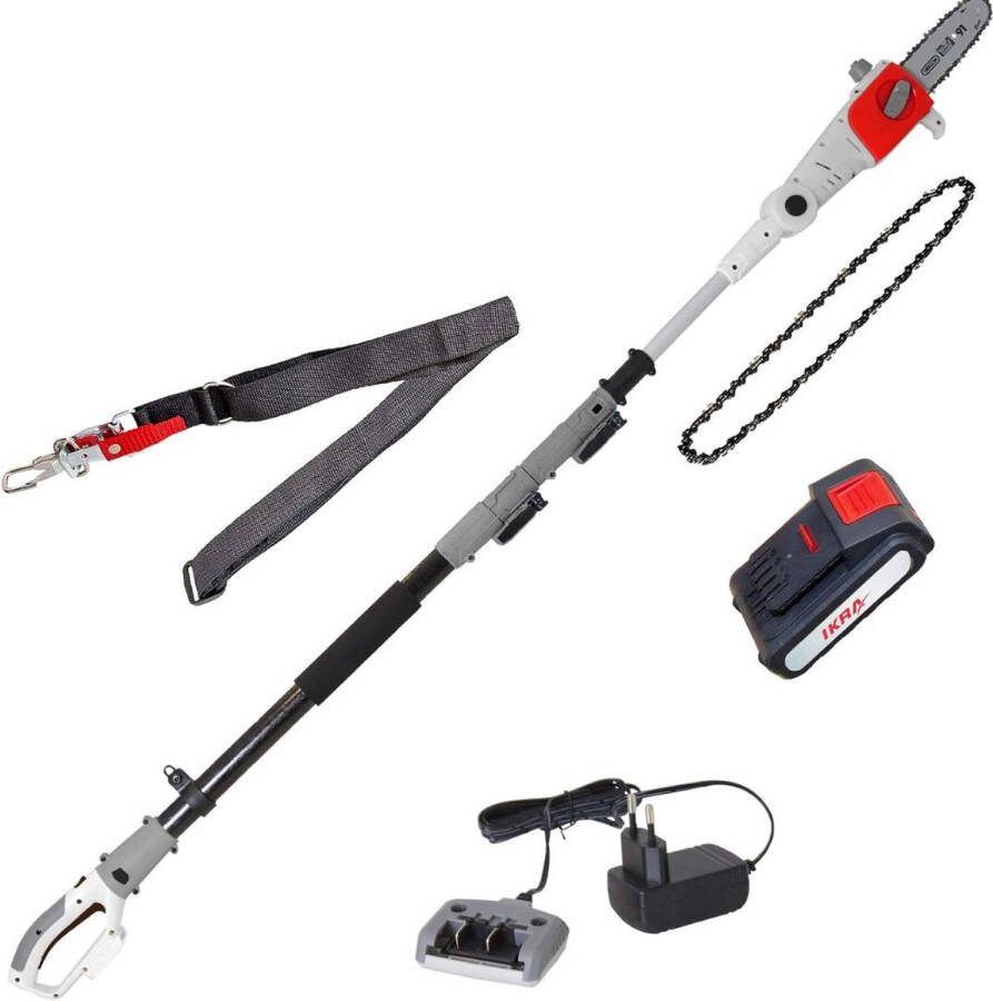 Merklooss Telescopische Snoeischaar Mini Kettingzaag Heggenschaar Takkenschaar Takkenzaag Elektrische Snoeizaag met Accu Grijs Wit en Rood