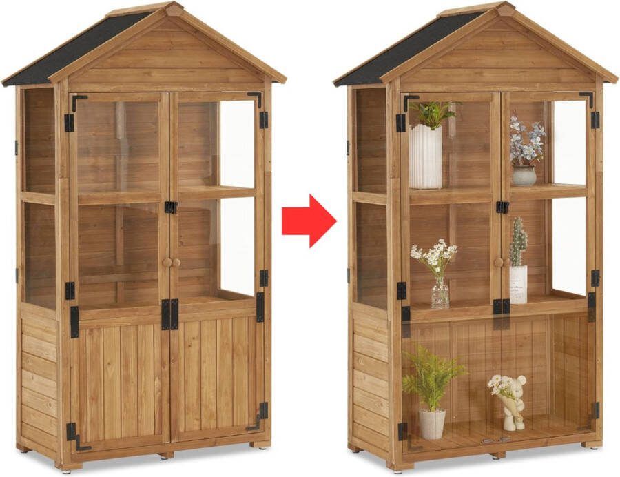 Merklooss Tuinkast Hout Tuinkist Tuinkasten voor Buiten Tuinberging 100x60x190cm Bruin
