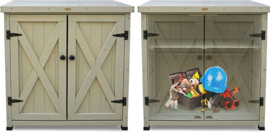 Merklooss Tuinkast Hout Tuinkist Tuinkasten voor Buiten Tuinberging 50x85x100cm Licht Bruin