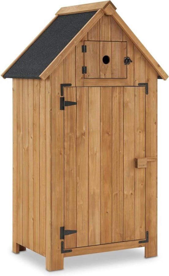 Merklooss Tuinkast Hout Tuinkist Tuinkasten voor Buiten Tuinberging 70x50x140cm Bruin met Zwart