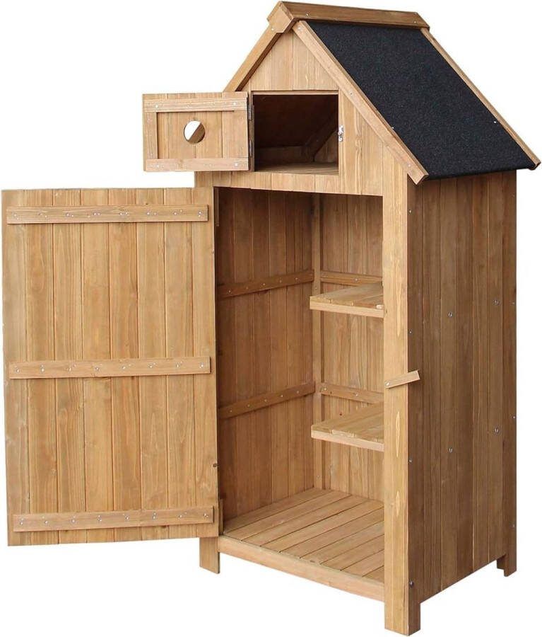 Merklooss Tuinkast Hout Tuinkist Tuinkasten voor Buiten Tuinberging 80x55x140cm Bruin met Zwart dak