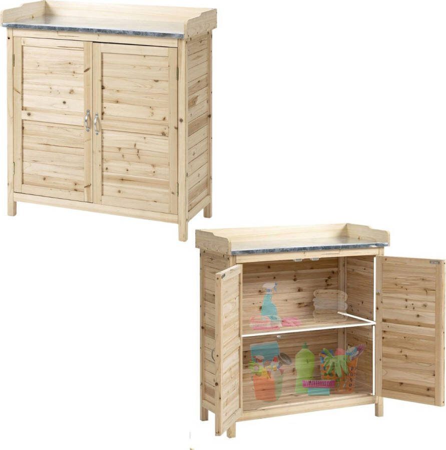 Merklooss Tuinkast Hout Tuinkist Tuinkasten voor Buiten Tuinberging 90x50x100cm Licht Bruin