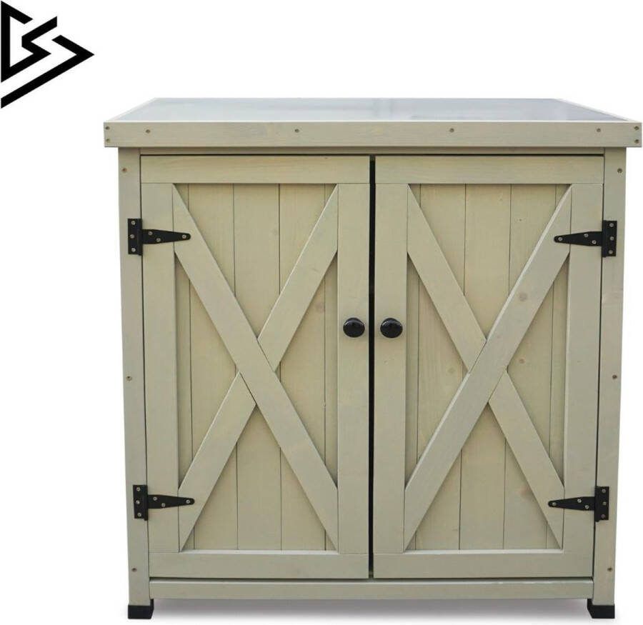 Merklooss Tuinkast Hout Tuinkist Tuinkasten voor Buiten Tuinberging 90x50x100cm Licht Bruin