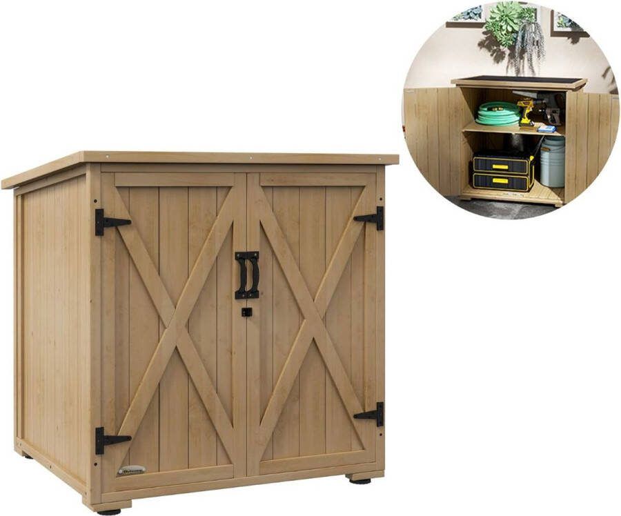 Merklooss Tuinkast Hout Tuinkist Tuinkasten voor Buiten Tuinberging 90x80x90cm Bruin