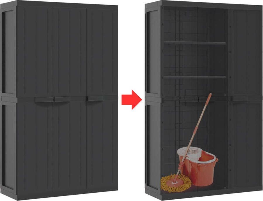 Merklooss Tuinkast Tuinkist Tuinkasten voor Buiten Tuinberging Kunststof 100x40x170cm Zwart