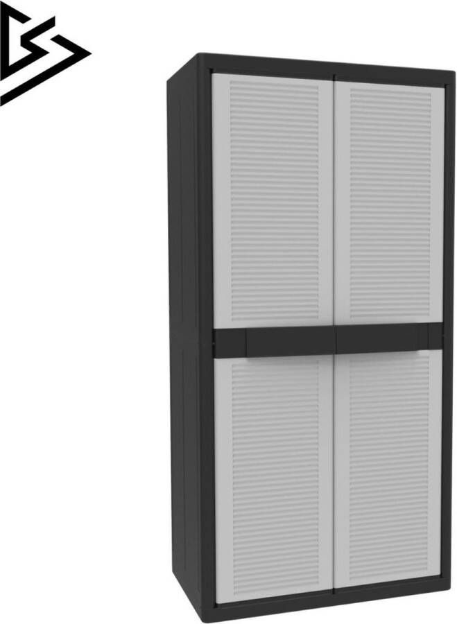 Merklooss Tuinkast Tuinkist Tuinkasten voor Buiten Tuinberging Kunststof 100x60x200cm Grijs met Zwart