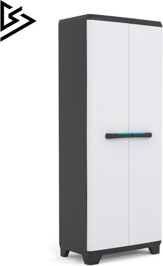 Merklooss Tuinkast Tuinkist Tuinkasten voor Buiten Tuinberging Kunststof 70x40x180cm Zwart met Wit