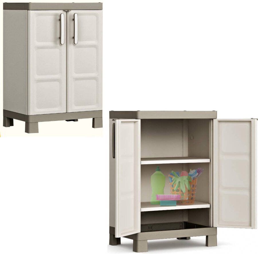 Merklooss Tuinkast Tuinkist Tuinkasten voor Buiten Tuinberging Kunststof 70x50x100cm Beige