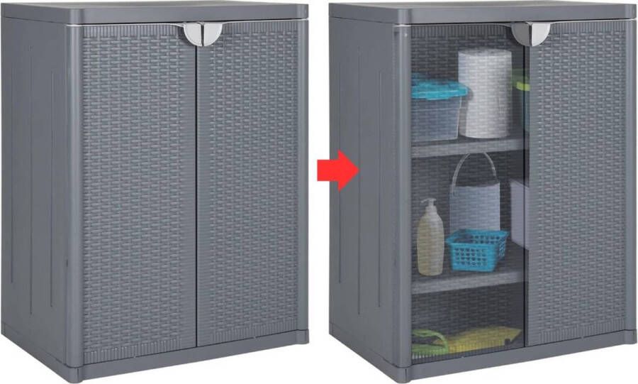 Merklooss Tuinkast Tuinkist Tuinkasten voor Buiten Tuinberging Kunststof 70x50x90cm Light Grijs