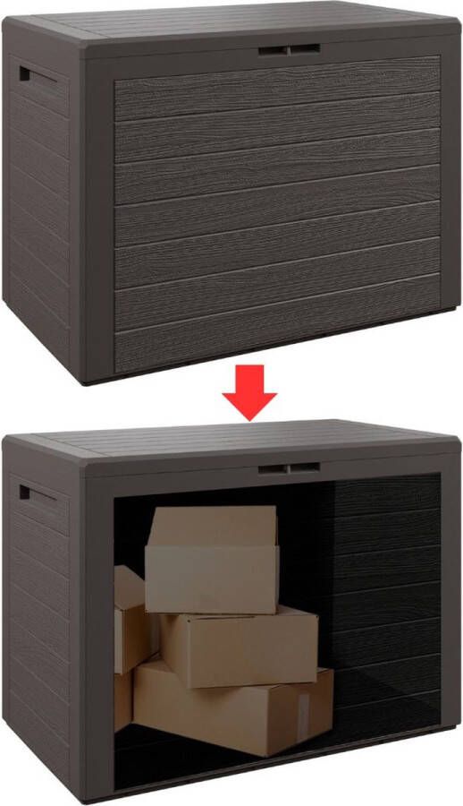 Merklooss Tuinkast Tuinkist Tuinkasten voor Buiten Tuinberging Kunststof 80x45x50cm Bruin Hout Look