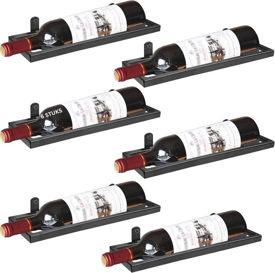 Merklooss Wijnrek Muur Wandrek Hangend Flessenrek Wandmontage Modern 6 Stuks Top Kwaliteit