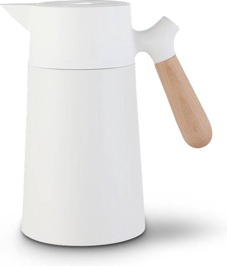 Merklose 1 5 l thermoskan koffiepot van dubbelwandig 304 roestvrij staal met houtlook thermoskan voor koffie thee water drank