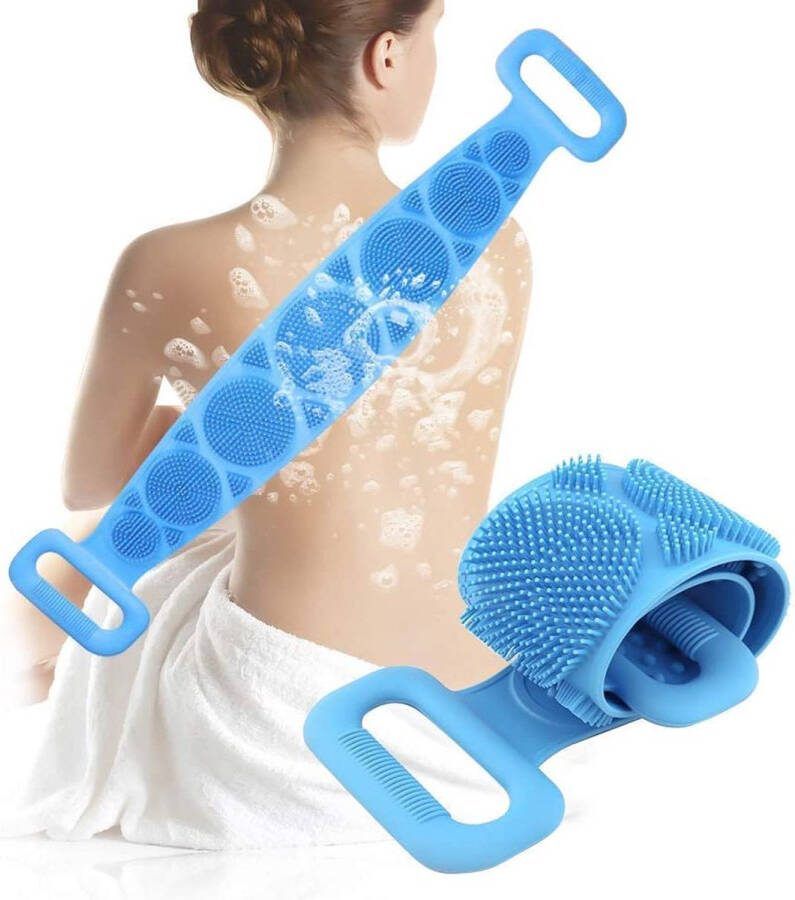 Merklose- Borvat Rug scrubber Doucheborstel lange Lichaamsborstel Dubbelzijdig design 70CM Rugborstel Krabber Douche Bad Badborstel Rug krabber siliconen Massage borstel Bath towel Back scrubber