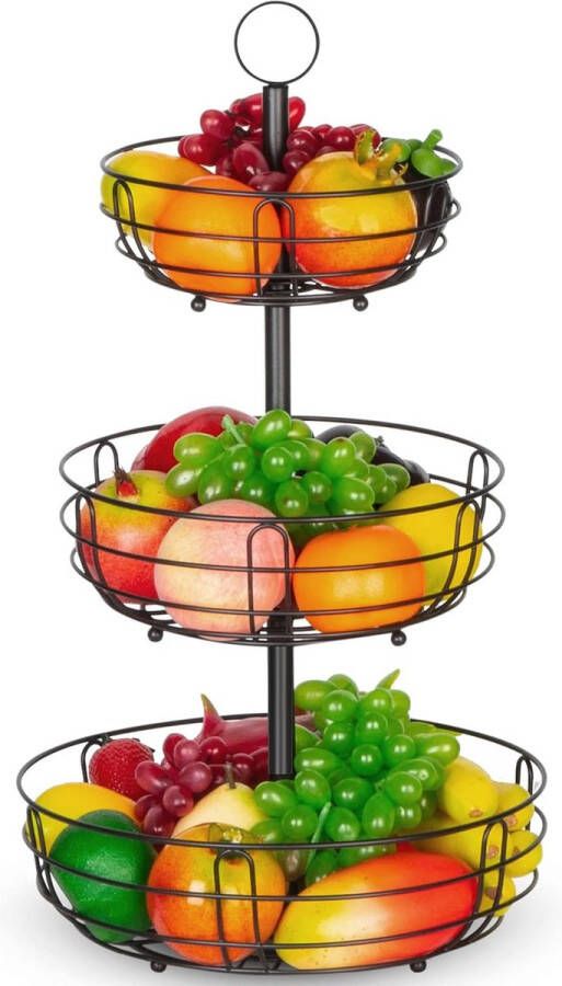 Merklose fruitmand – fruitschaal groentemand van metaal staand dagelijkse keukenopslag fruitmand fruitstandaard brons