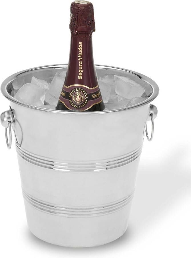 Merklose ijsemmer voor champagne van roestvrij staal 22 cm