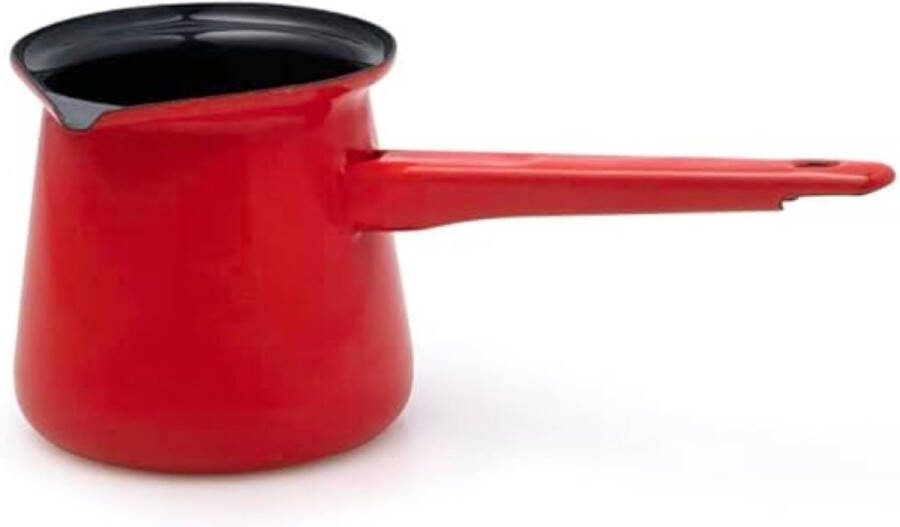 Merklose Turkse koffiekan 0 7 l schaduwrood stalen email ideaal voor traditionele bereiding van Turkse koffie