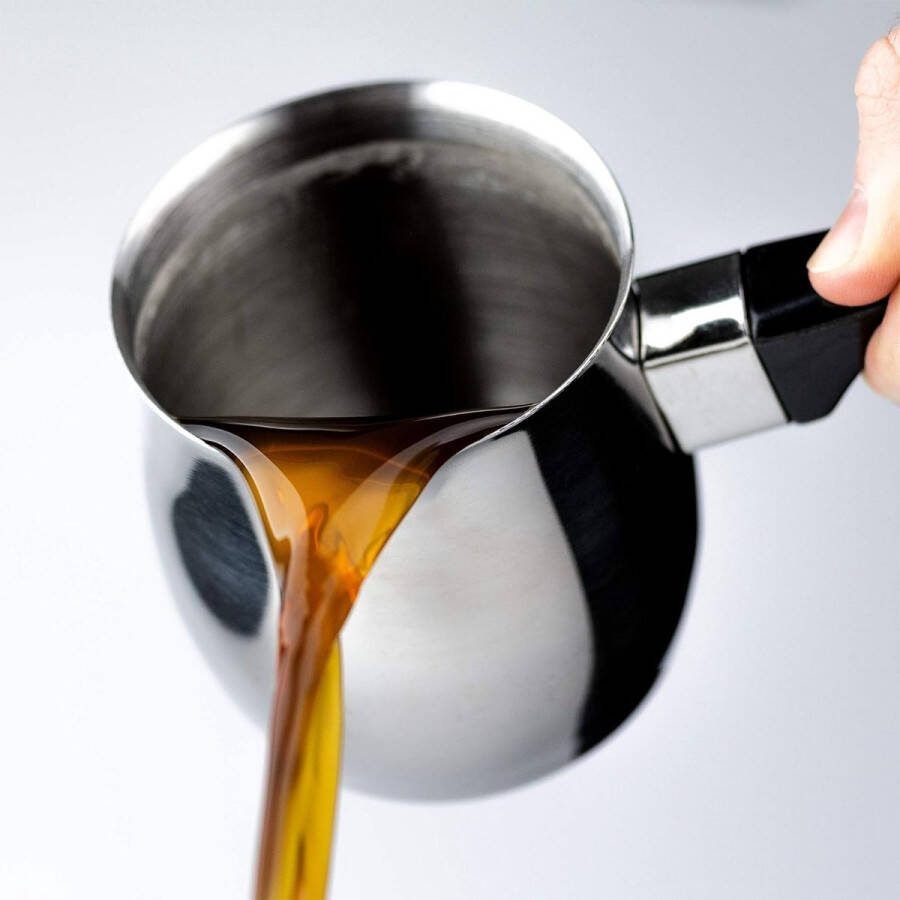 Merklose Turkse koffiekan met handvat 18 10 roestvrij staal 340 ml