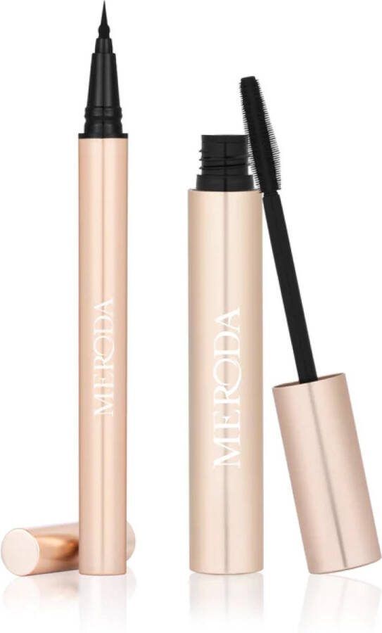 Meroda Flawless Eye Bundel Gilded Lashes Mascara The Wing Waterproof Eyeliner 30ml